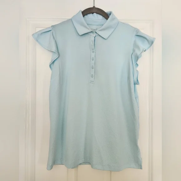 Walter Hagen Women's Clubhouse Flutter Sleeve Golf Shirt, size M, Light Blue NWT - Picture 4 of 10